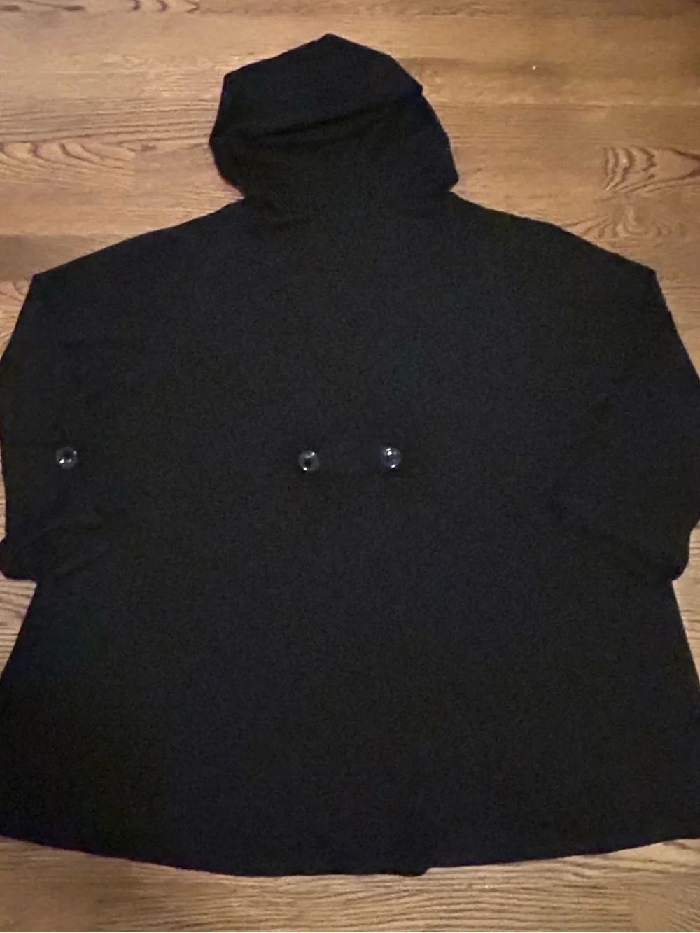 Christian Siriano Black Hooded Button-Front Trench Coat missing tie 4 hood 0155